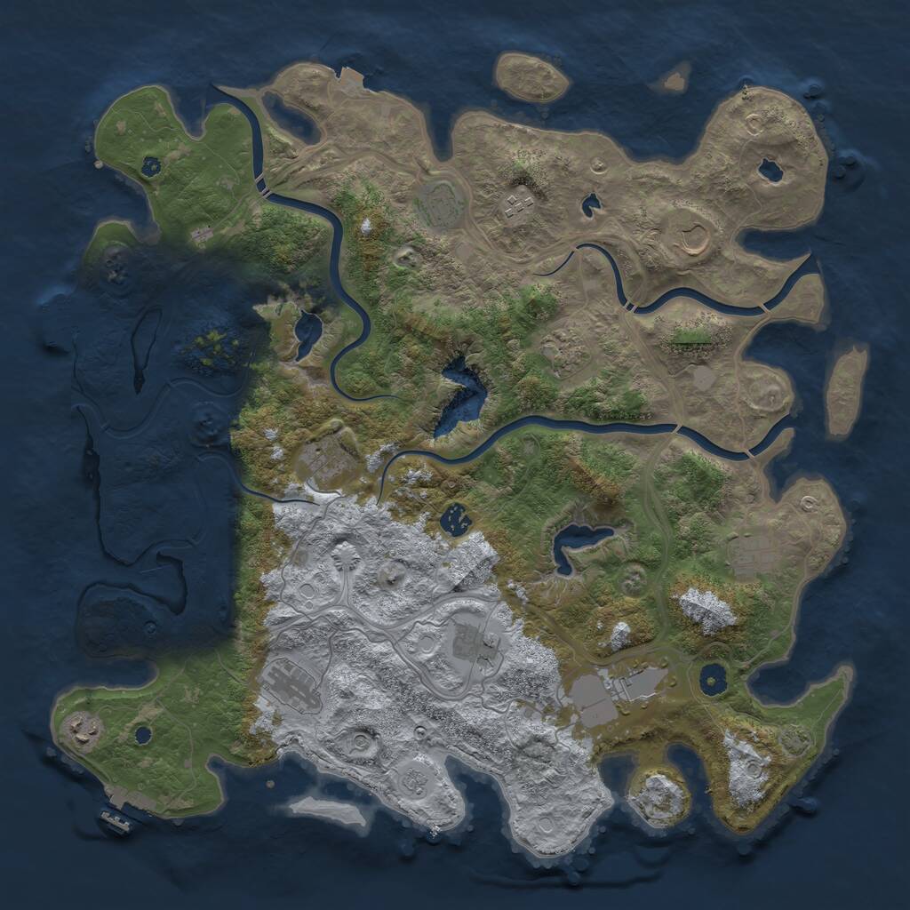 Rust Map: Procedural Map, Size: 4500, Seed: 1423364674, 17 Monuments