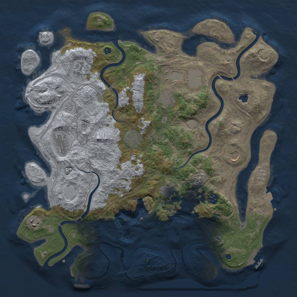 Rust Map: Procedural Map, Size: 4250, Seed: 393654226, 16 Monuments