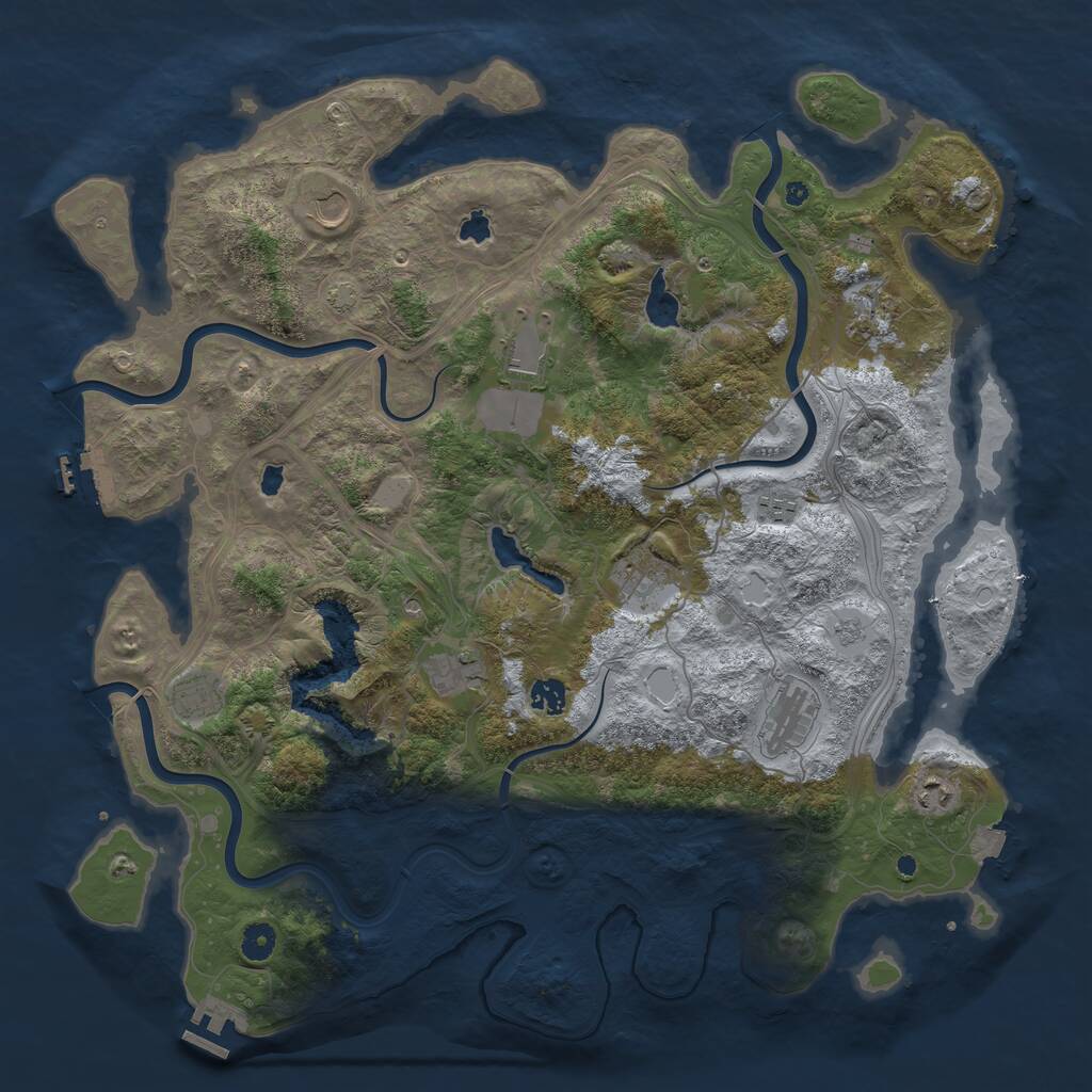 Rust Map: Procedural Map, Size: 4500, Seed: 1071024926, 16 Monuments