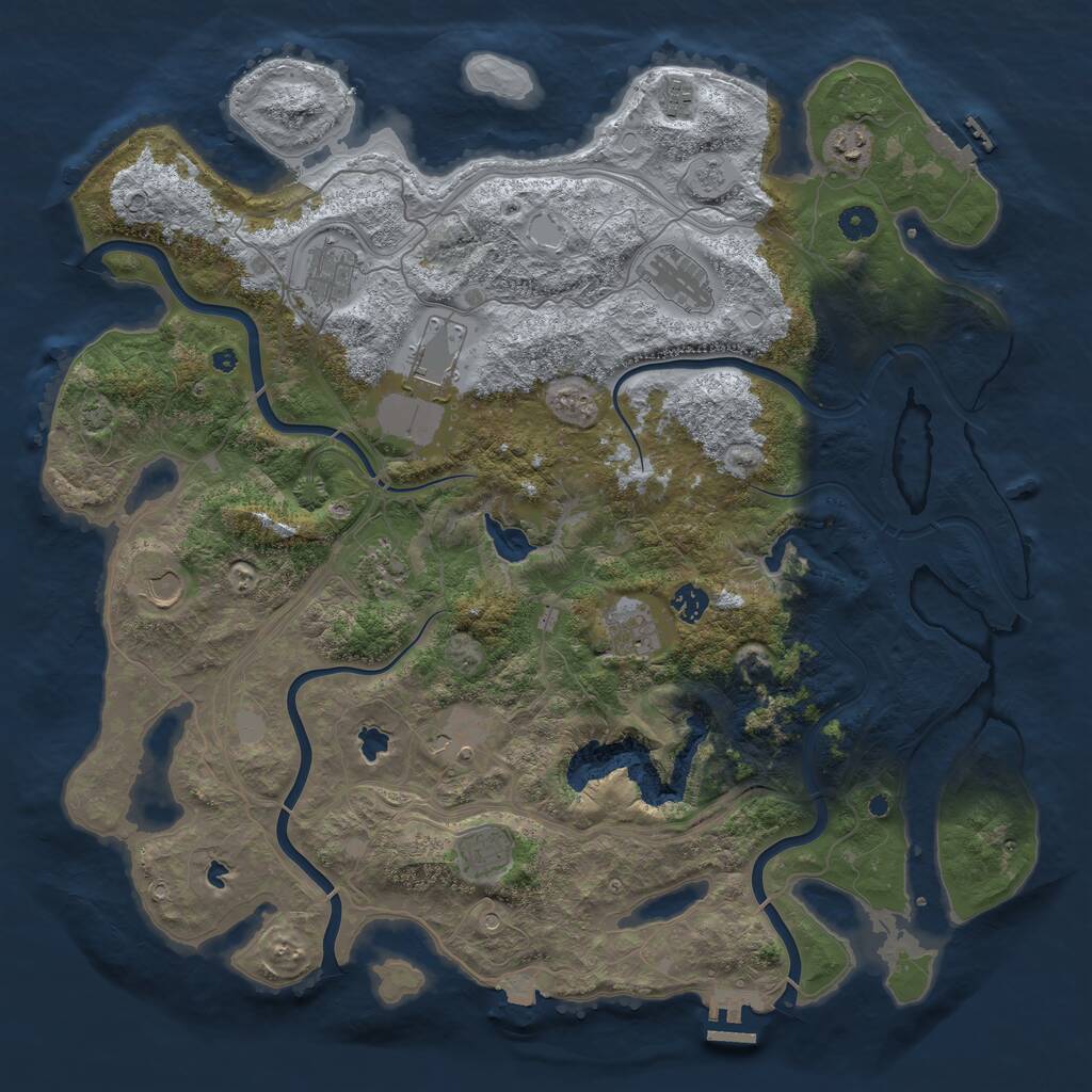 Rust Map: Procedural Map, Size: 4500, Seed: 443419366, 17 Monuments