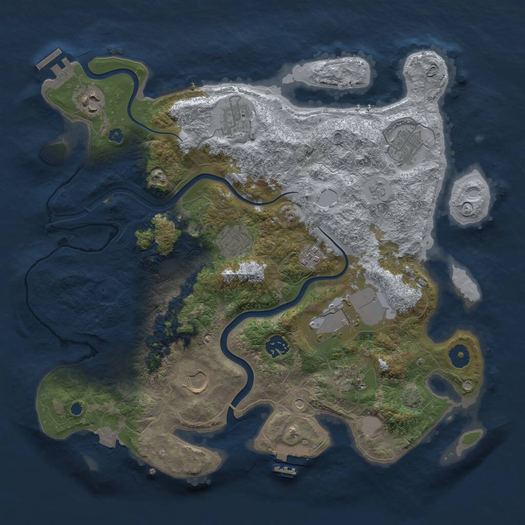 Rust Map: Procedural Map, Size: 3650, Seed: 2089529279, 15 Monuments