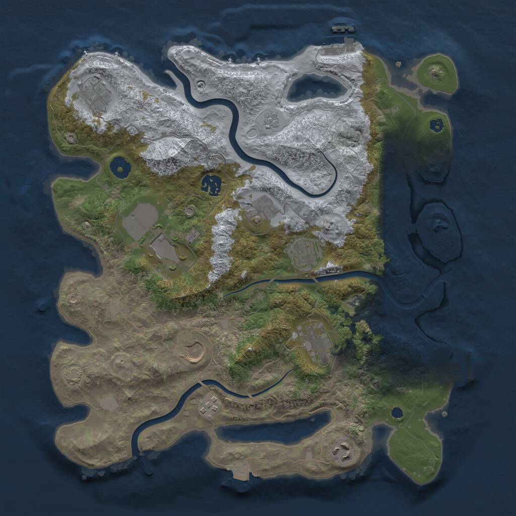 Rust Map: Procedural Map, Size: 3700, Seed: 1705649815, 15 Monuments
