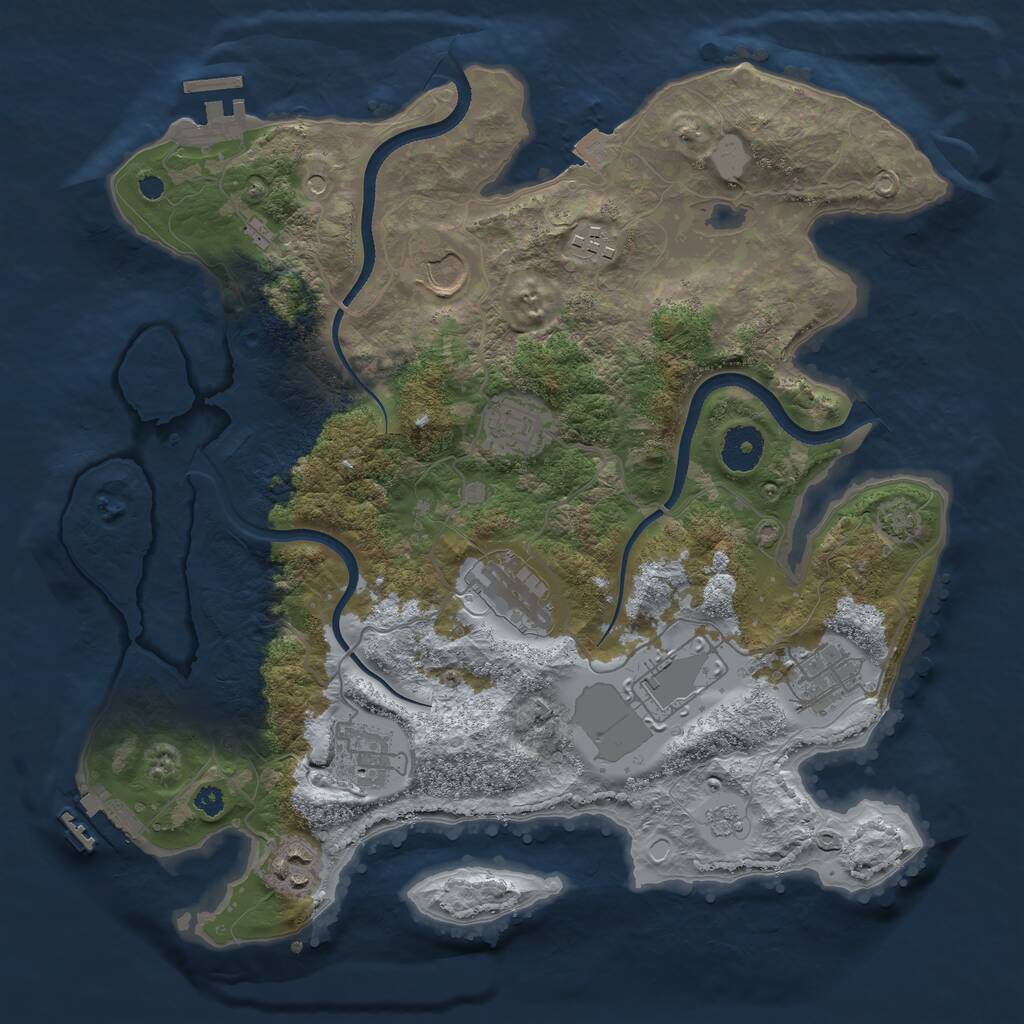 Rust Map: Procedural Map, Size: 3500, Seed: 982313852, 14 Monuments