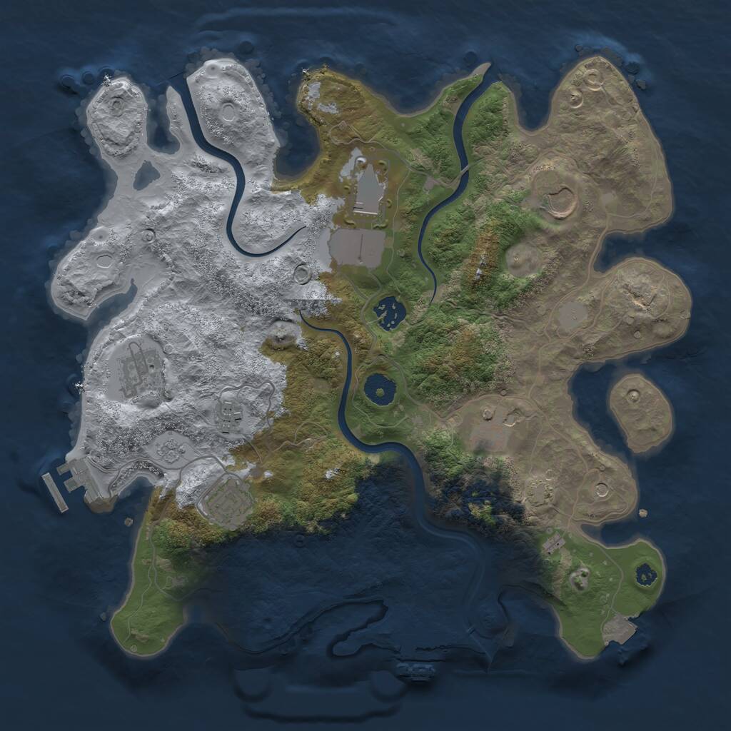 Rust Map: Procedural Map, Size: 3500, Seed: 1084056761, 13 Monuments