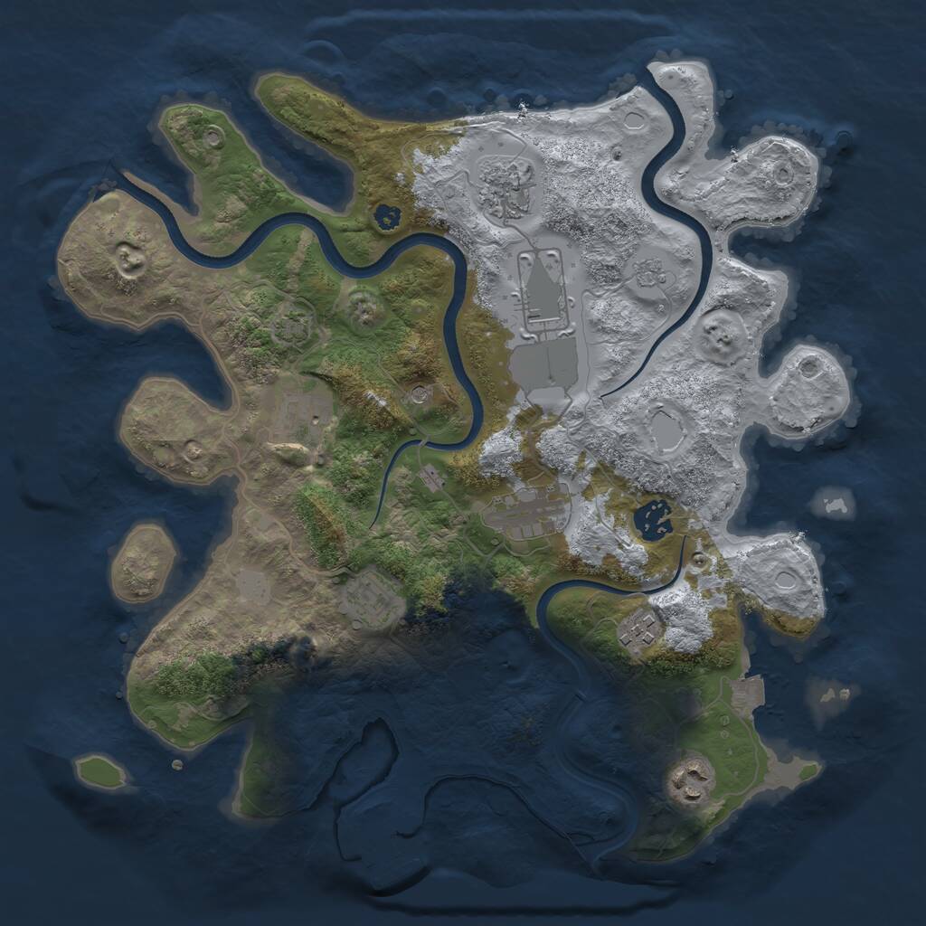 Rust Map: Procedural Map, Size: 3500, Seed: 339449, 13 Monuments