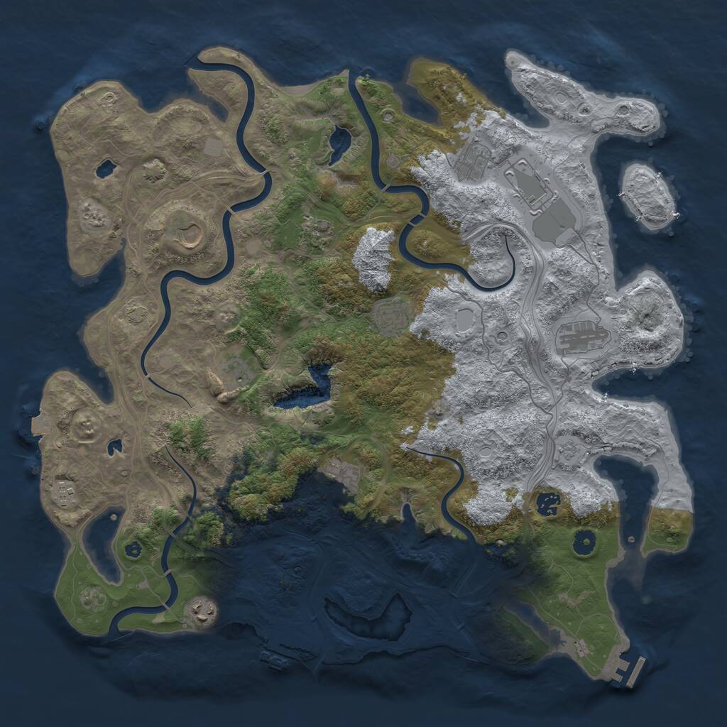 Rust Map: Procedural Map, Size: 4500, Seed: 857916225, 17 Monuments