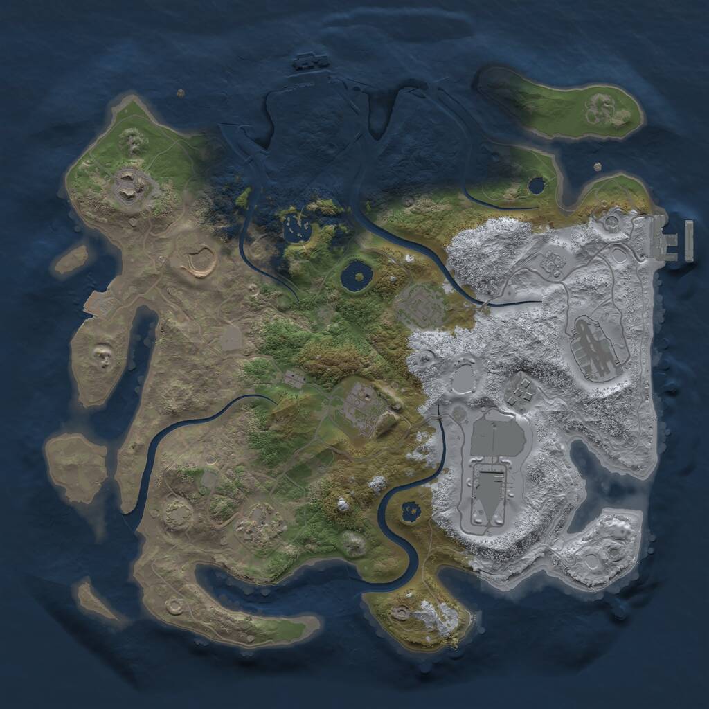Rust Map: Procedural Map, Size: 3500, Seed: 390452450, 15 Monuments