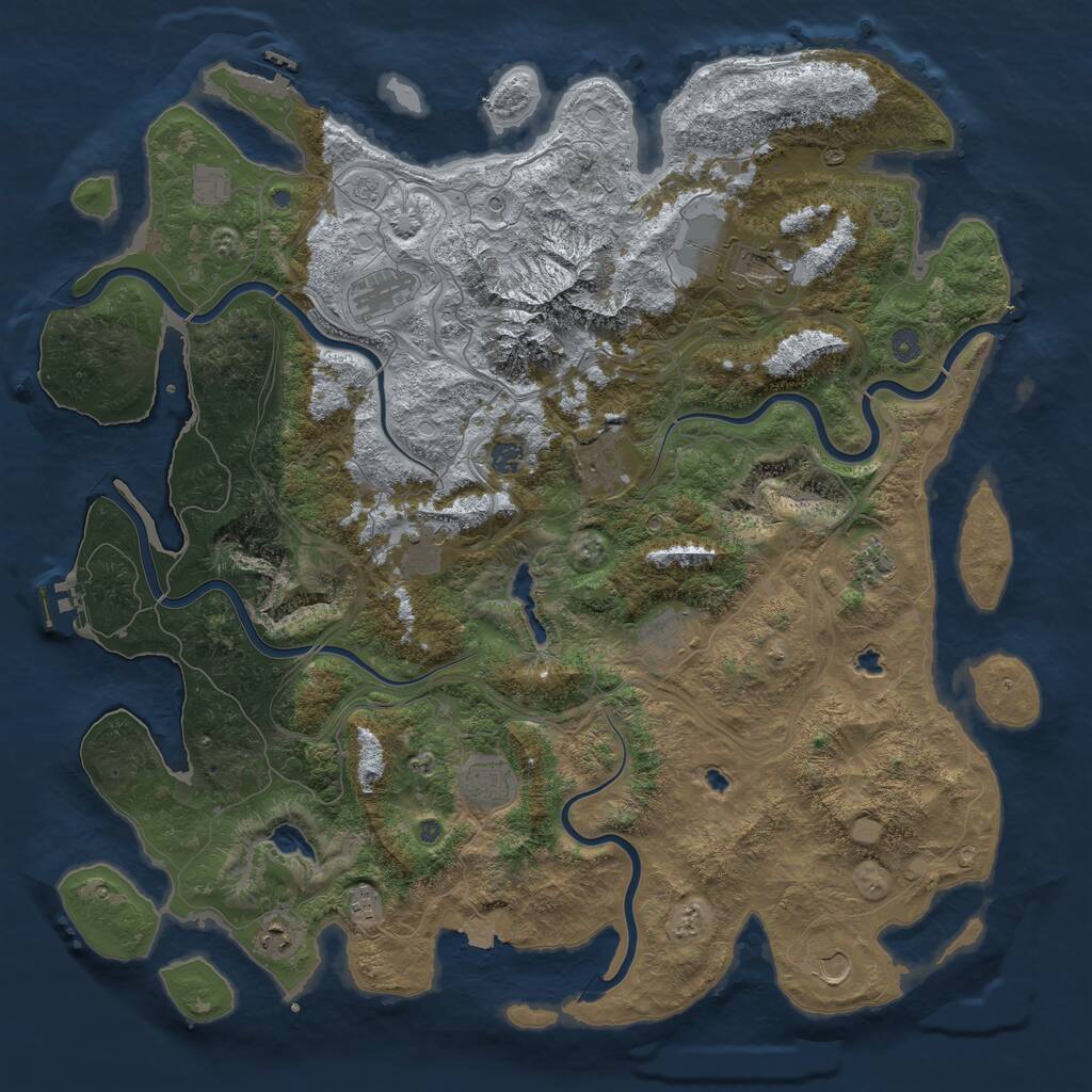 Rust Map: Procedural Map, Size: 5000, Seed: 1641742570, 19 Monuments
