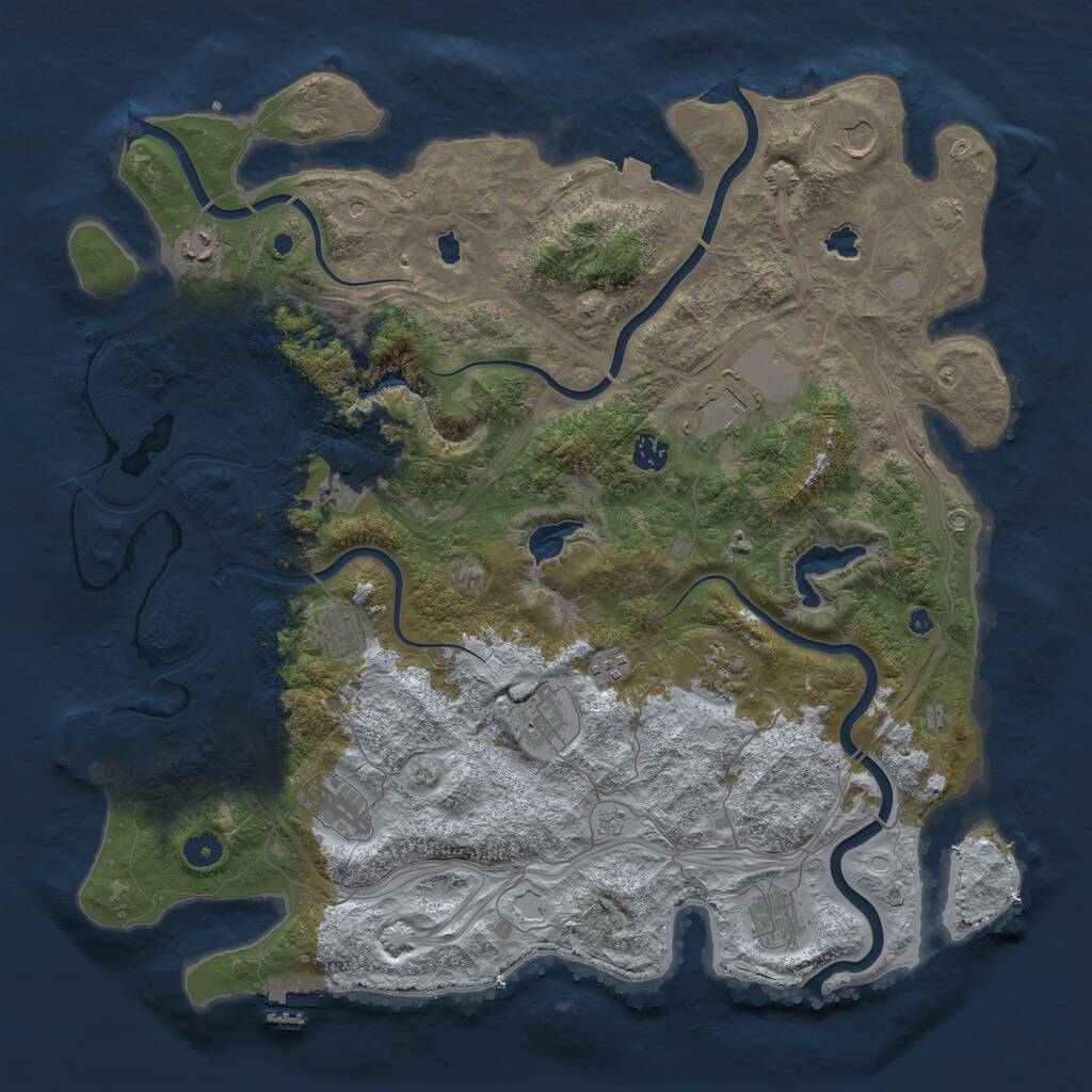 Rust Map: Procedural Map, Size: 4500, Seed: 1680285932, 17 Monuments