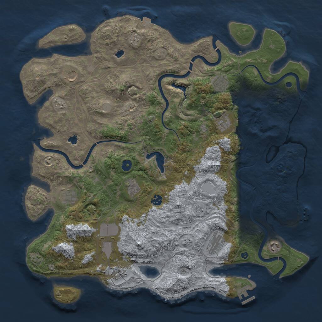 Rust Map: Procedural Map, Size: 4500, Seed: 321533292, 17 Monuments