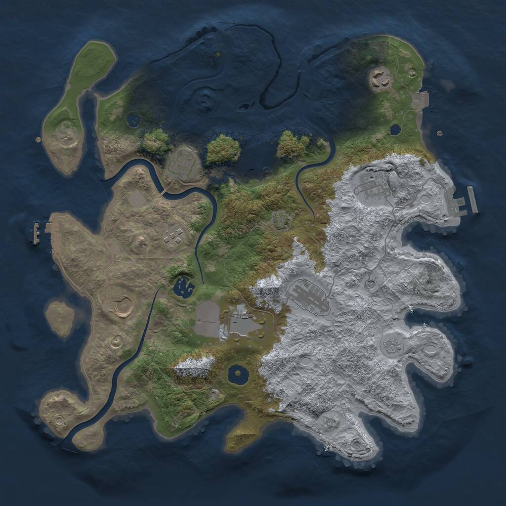 Rust Map: Procedural Map, Size: 3700, Seed: 6485123, 15 Monuments