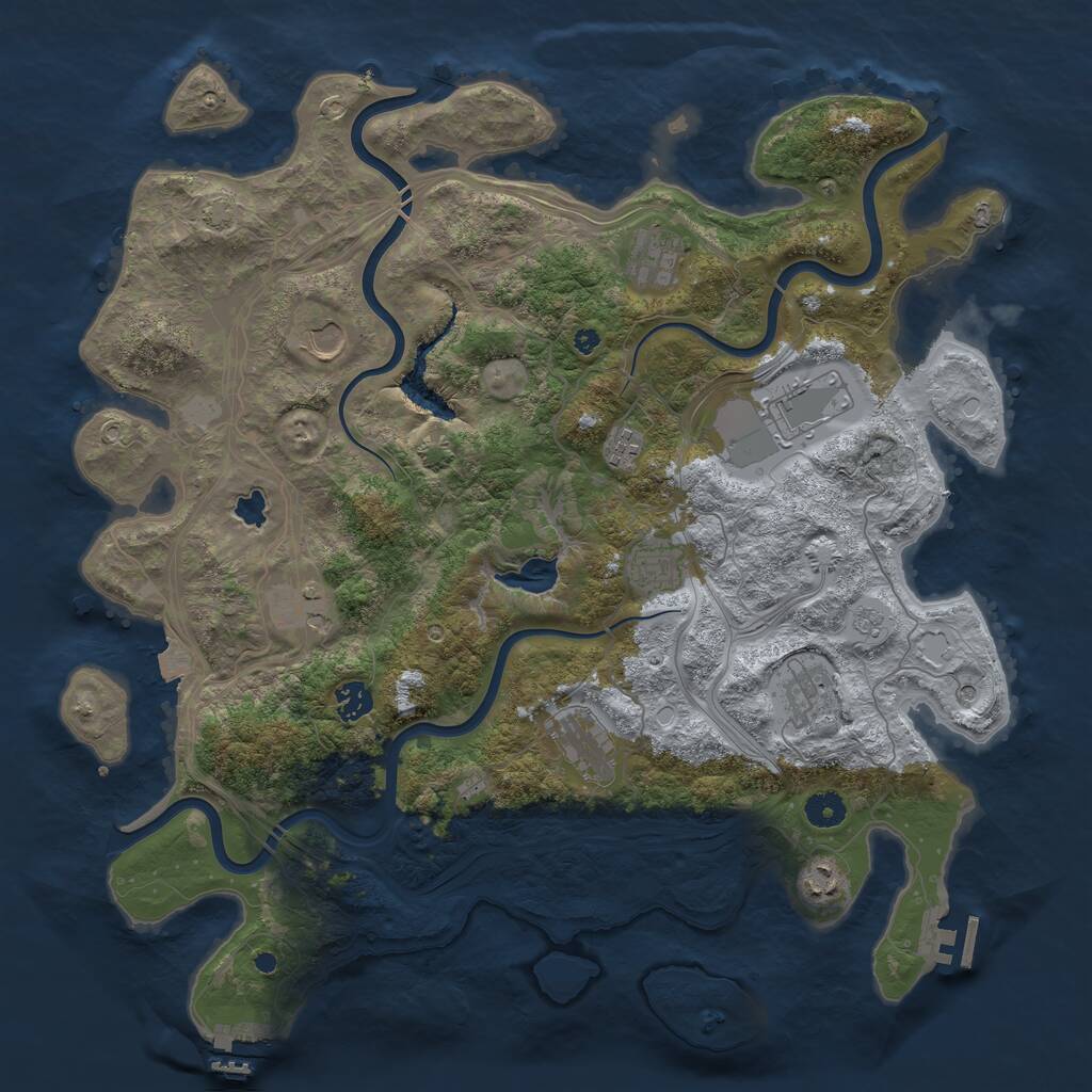 Rust Map: Procedural Map, Size: 4250, Seed: 1258504916, 16 Monuments