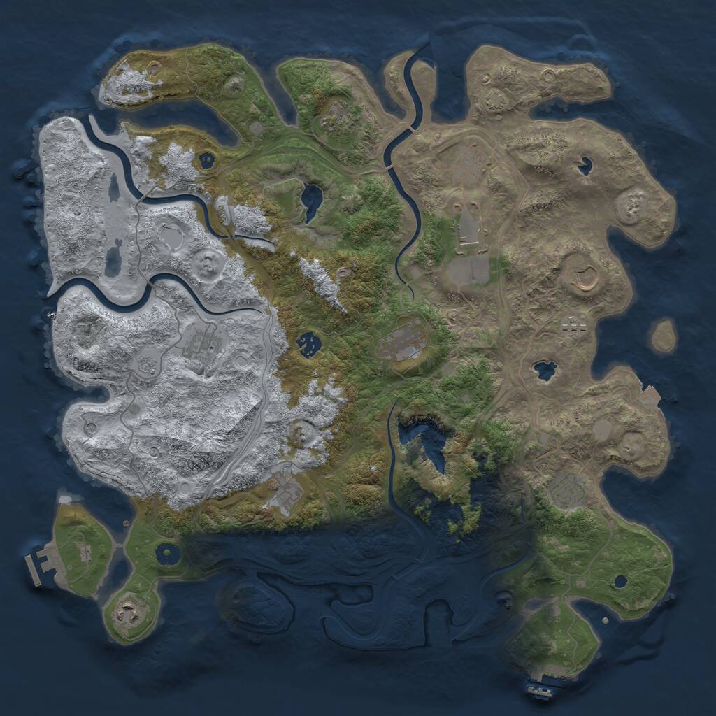 Rust Map: Procedural Map, Size: 4500, Seed: 1570670938, 17 Monuments