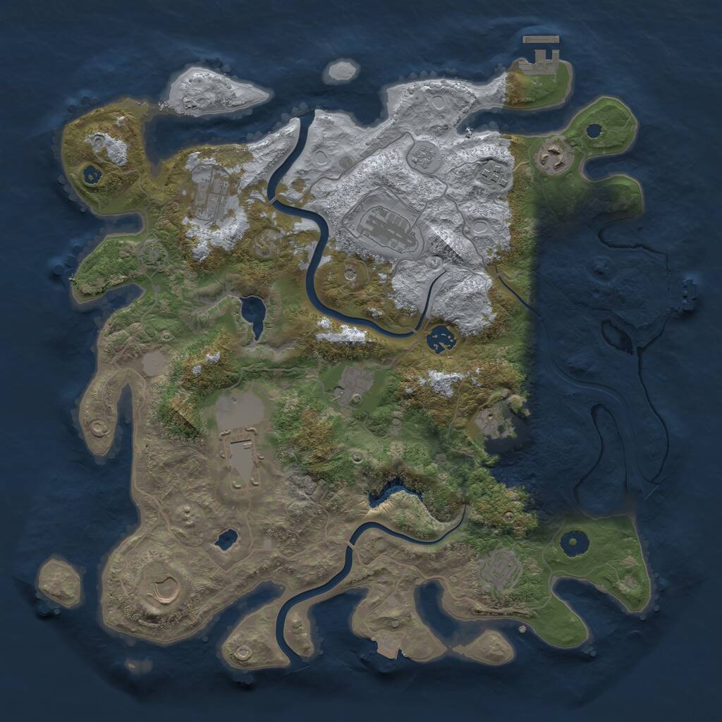 Rust Map: Procedural Map, Size: 4000, Seed: 539322599, 16 Monuments