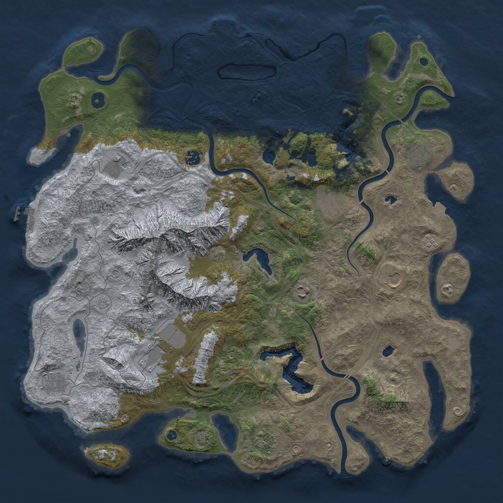 Rust Map: Procedural Map, Size: 5000, Seed: 456487, 16 Monuments
