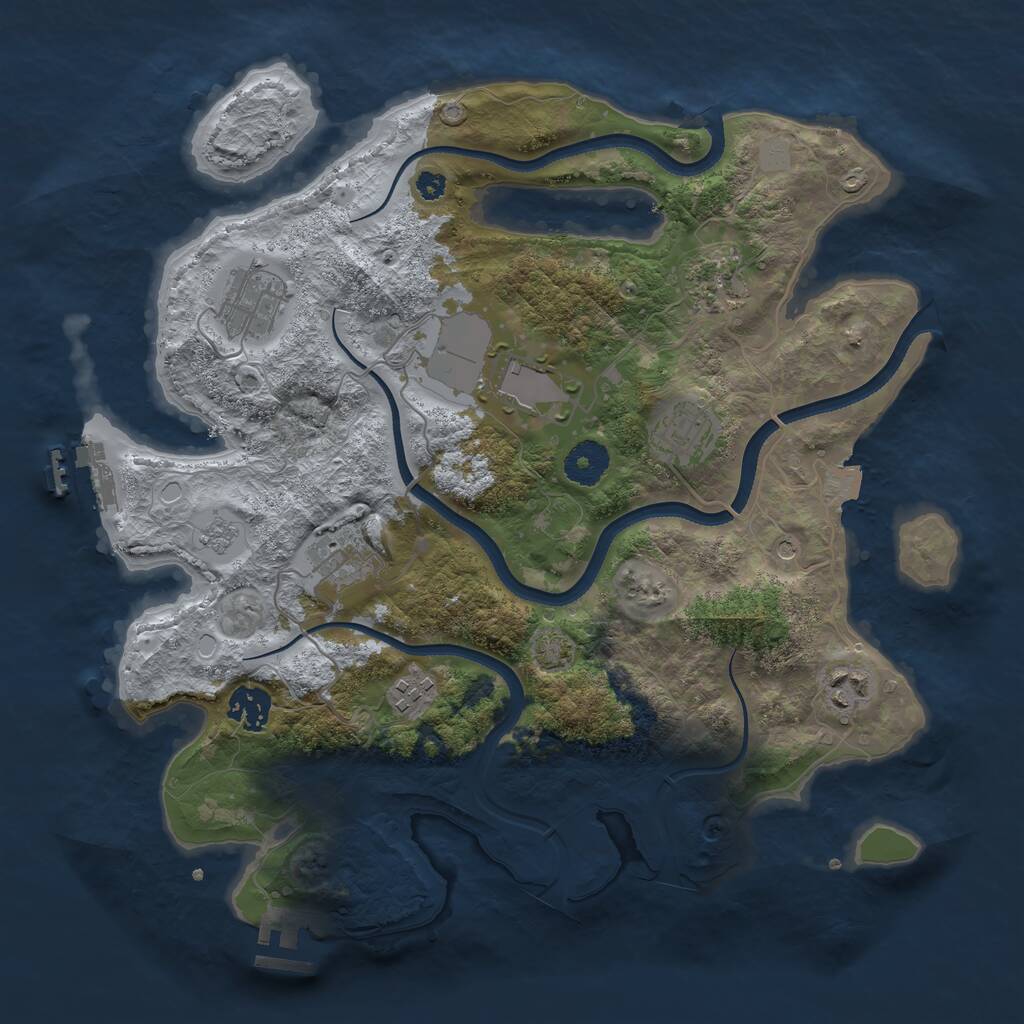 Rust Map: Procedural Map, Size: 3500, Seed: 214756196, 14 Monuments