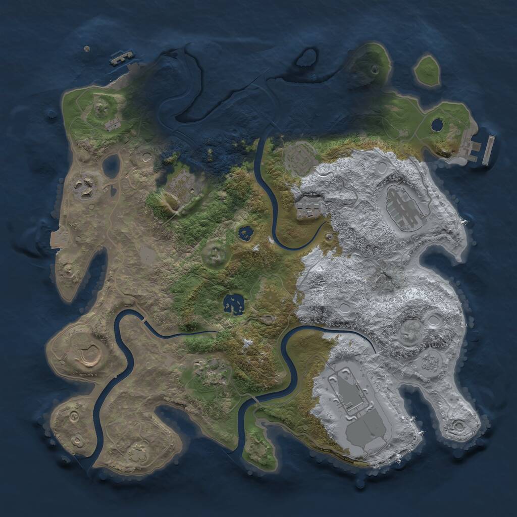 Rust Map: Procedural Map, Size: 3500, Seed: 48283863, 15 Monuments