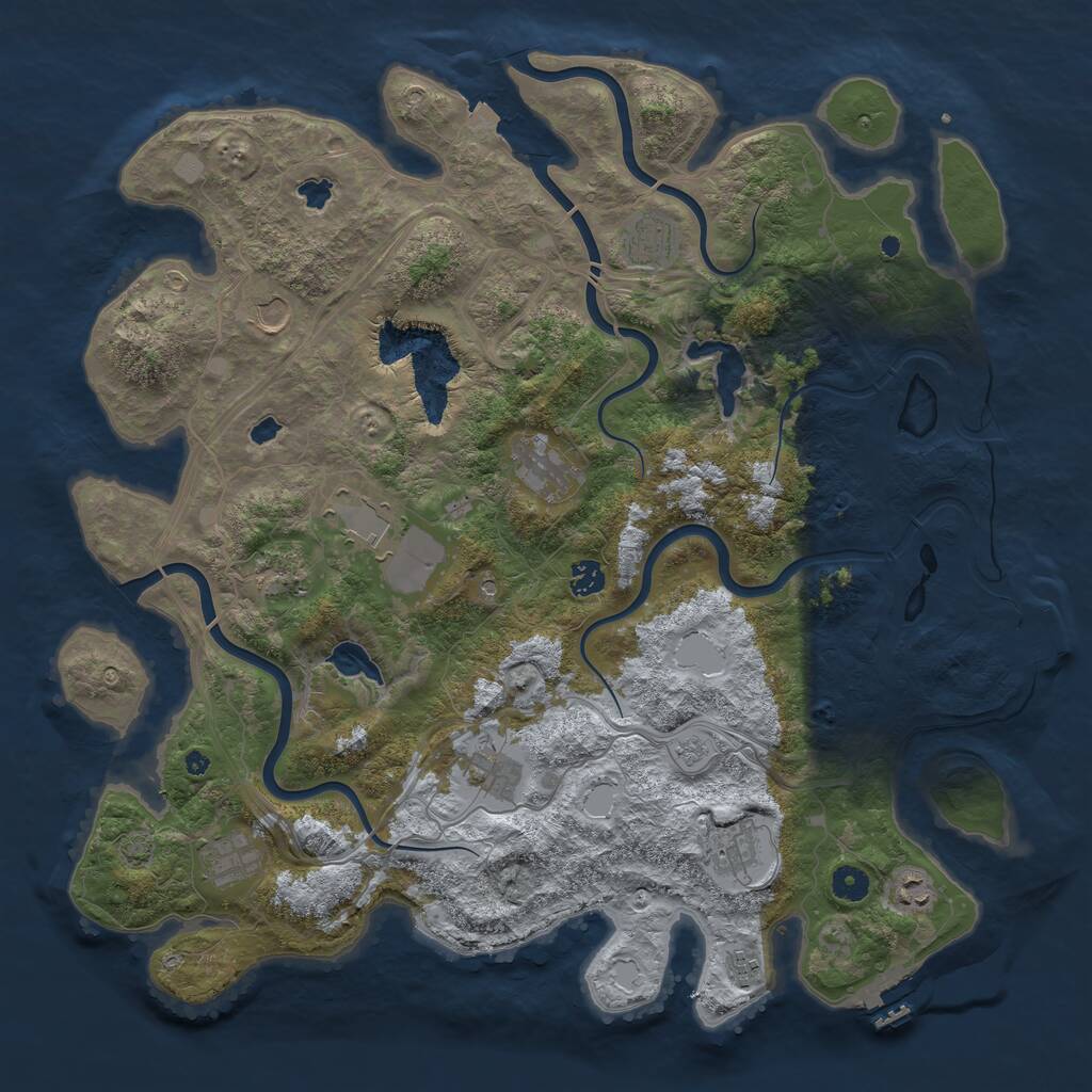 Rust Map: Procedural Map, Size: 4500, Seed: 1284444462, 17 Monuments
