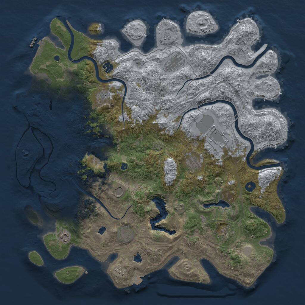 Rust Map: Procedural Map, Size: 4500, Seed: 521354679, 16 Monuments