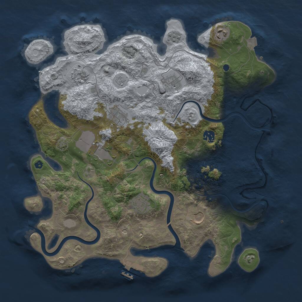 Rust Map: Procedural Map, Size: 3750, Seed: 1837309228, 14 Monuments