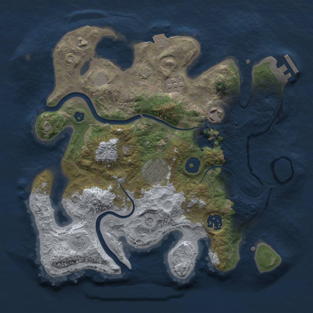 Rust Map: Procedural Map, Size: 3000, Seed: 3594871, 9 Monuments