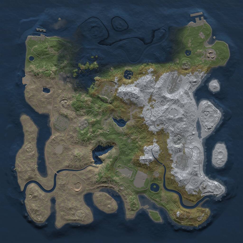 Rust Map: Procedural Map, Size: 4000, Seed: 1993743915, 16 Monuments