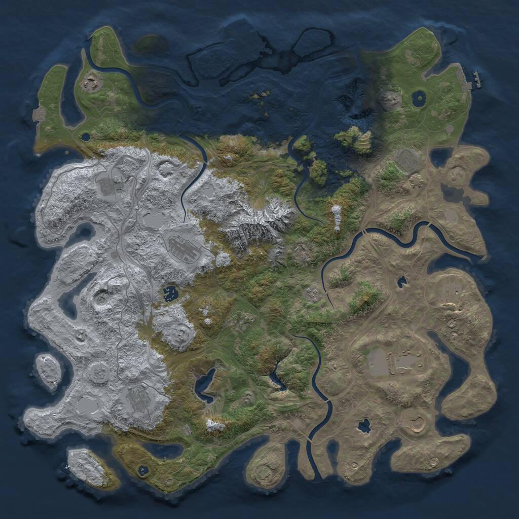 Rust Map: Procedural Map, Size: 5000, Seed: 747958054, 17 Monuments