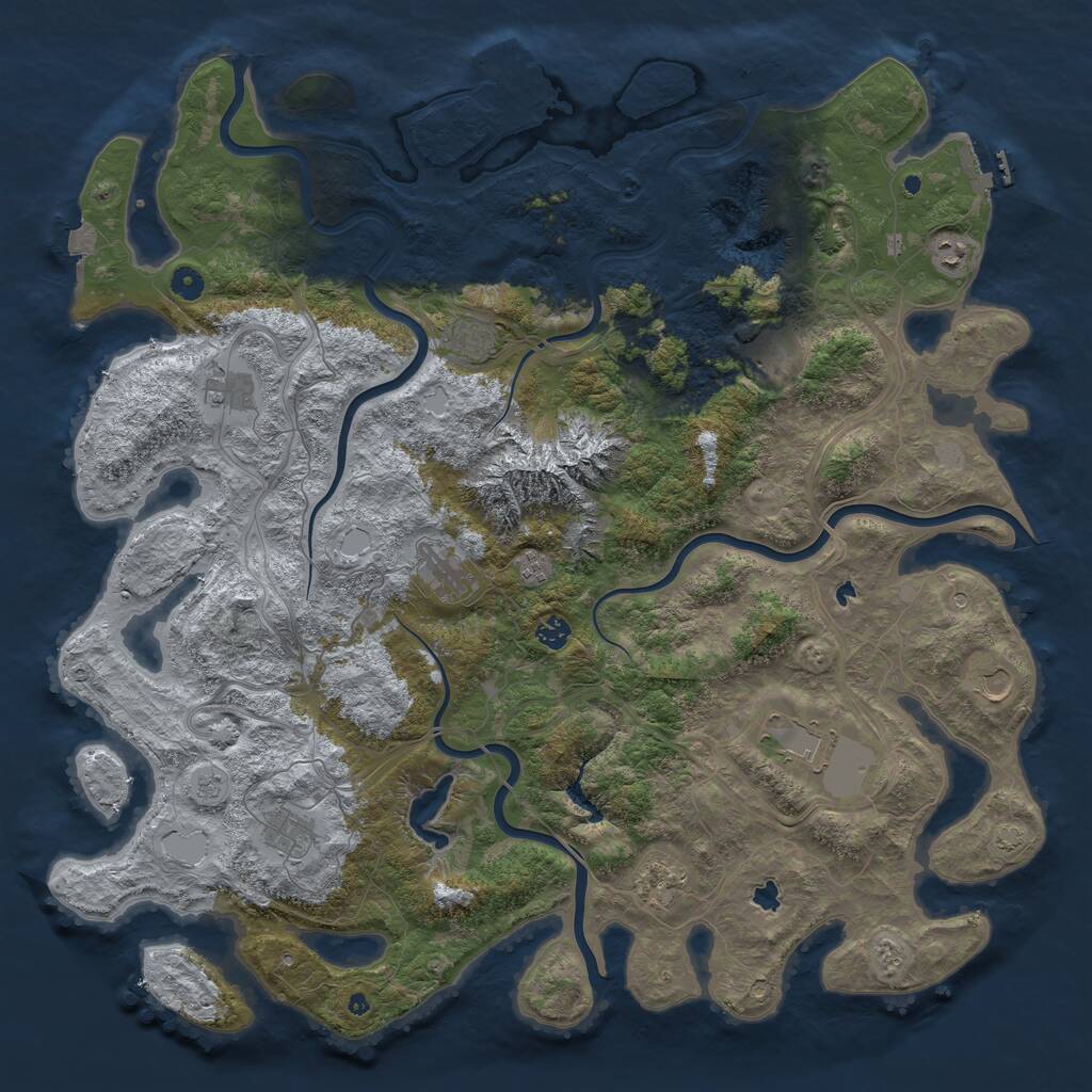 Rust Map: Procedural Map, Size: 5000, Seed: 747958054, 17 Monuments