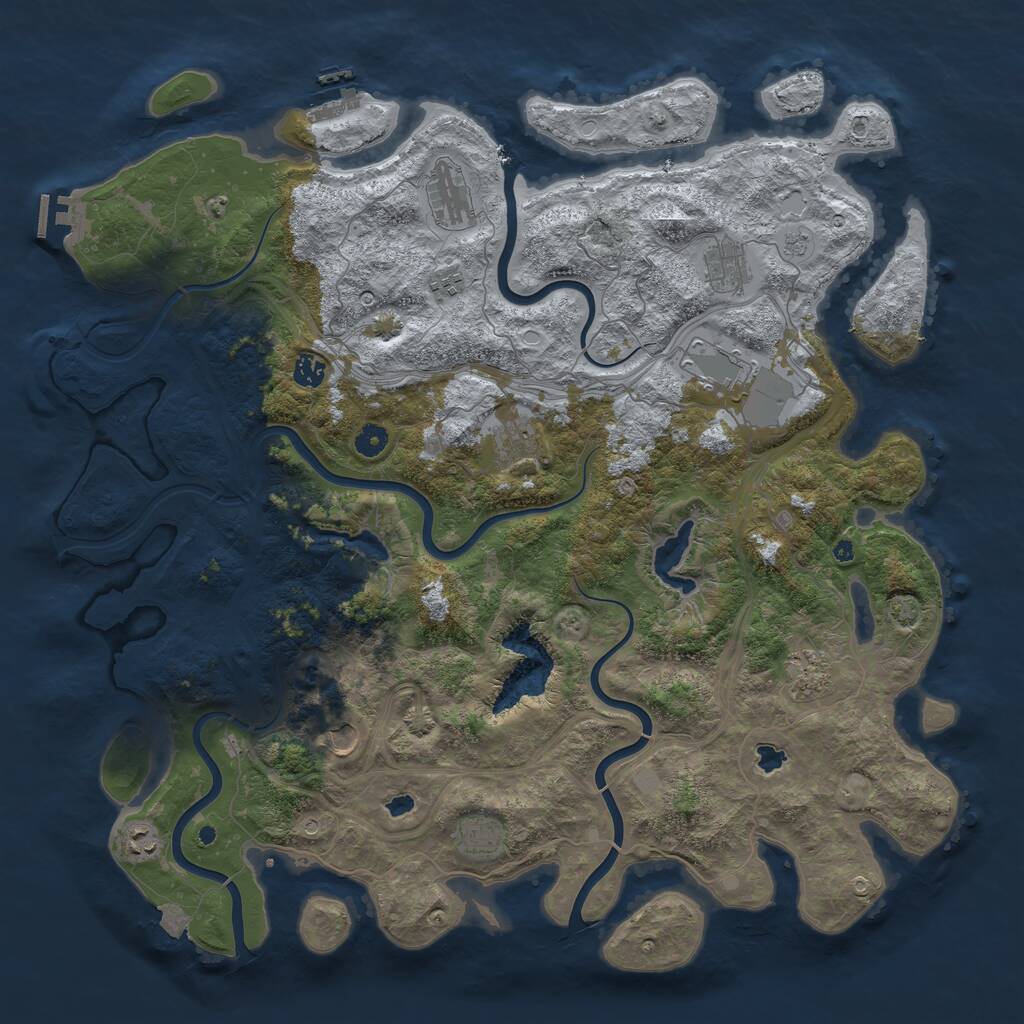 Rust Map: Procedural Map, Size: 4750, Seed: 993400701, 16 Monuments