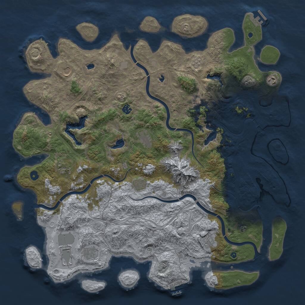 Rust Map: Procedural Map, Size: 5000, Seed: 692096225, 17 Monuments