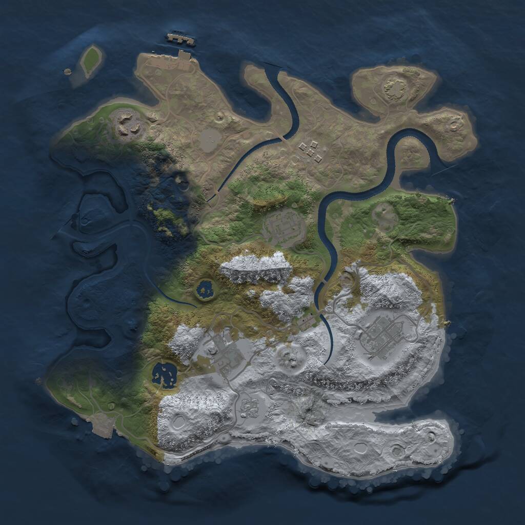 Rust Map: Procedural Map, Size: 3000, Seed: 789433923, 11 Monuments