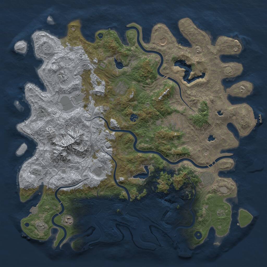 Rust Map: Procedural Map, Size: 5000, Seed: 889887452, 16 Monuments