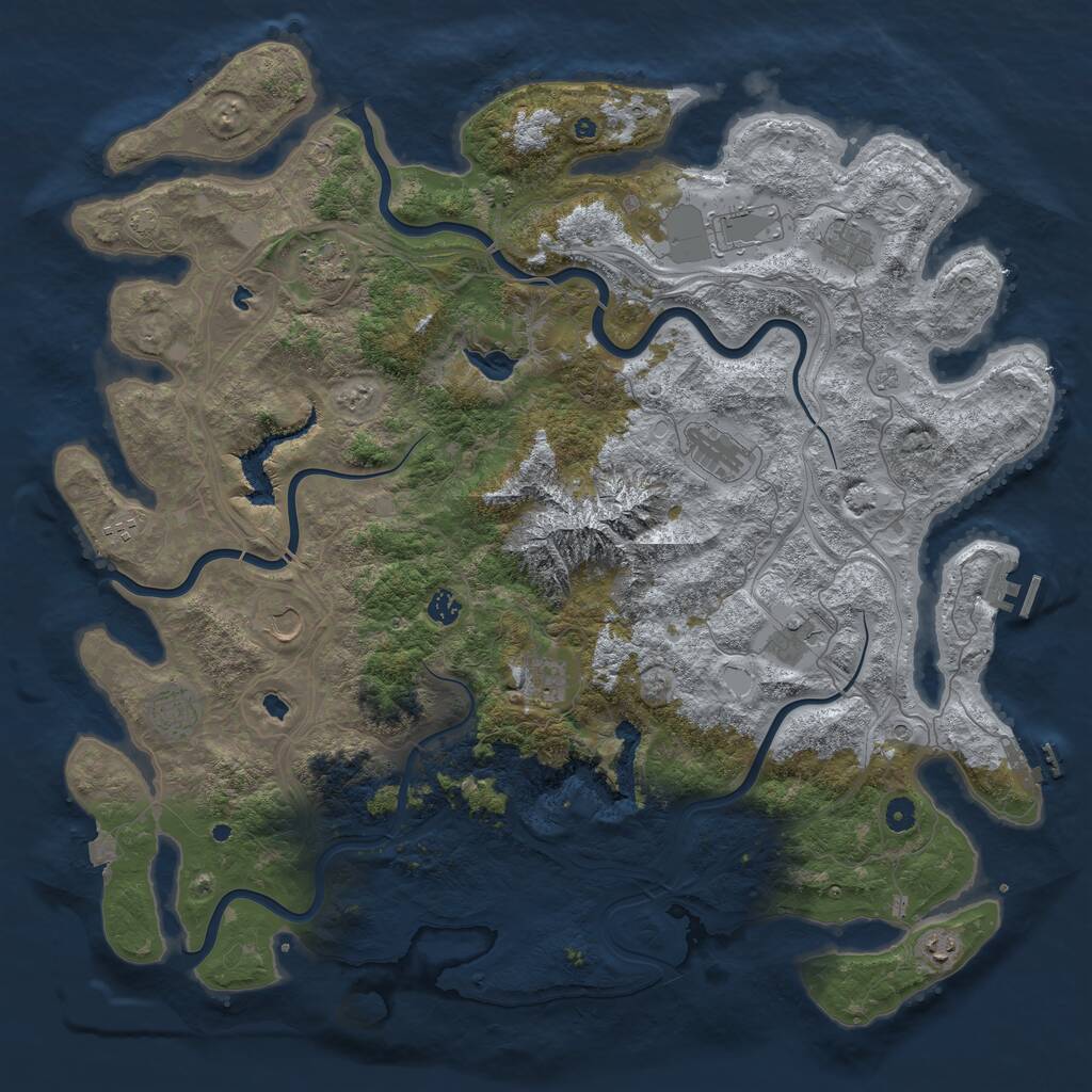 Rust Map: Procedural Map, Size: 5000, Seed: 51828611, 17 Monuments