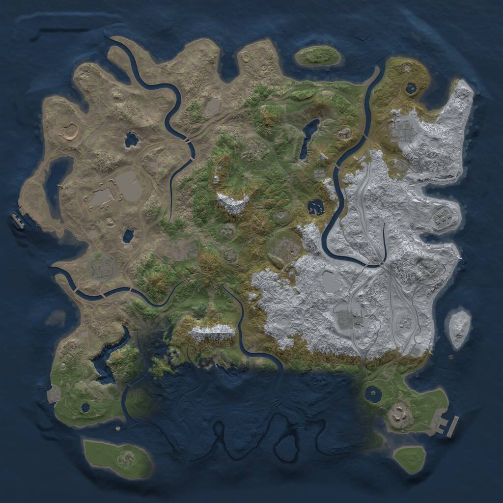 Rust Map: Procedural Map, Size: 4500, Seed: 777712340, 17 Monuments
