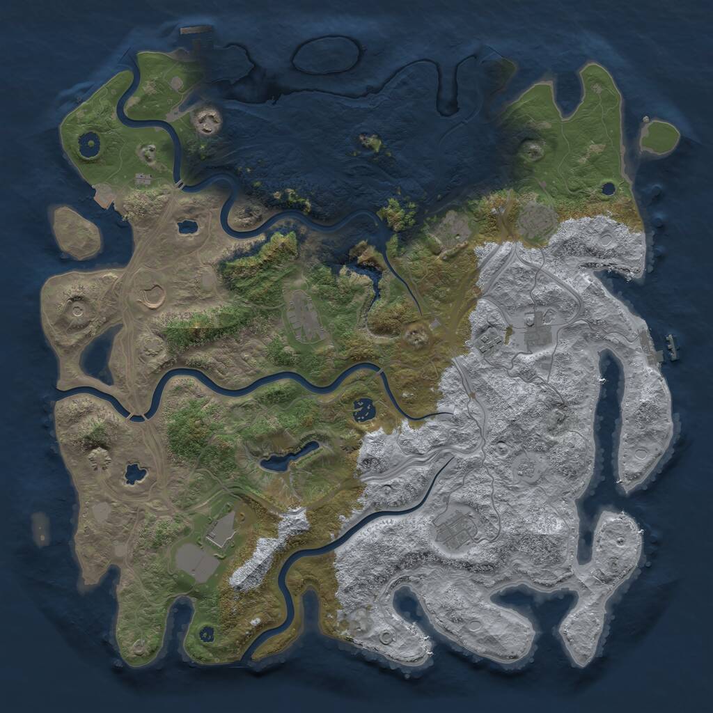 Rust Map: Procedural Map, Size: 4500, Seed: 713290725, 16 Monuments