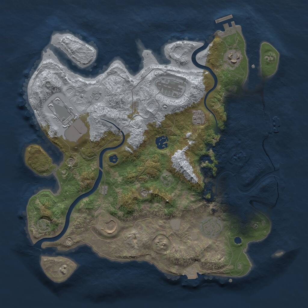 Rust Map: Procedural Map, Size: 3500, Seed: 147063294, 13 Monuments
