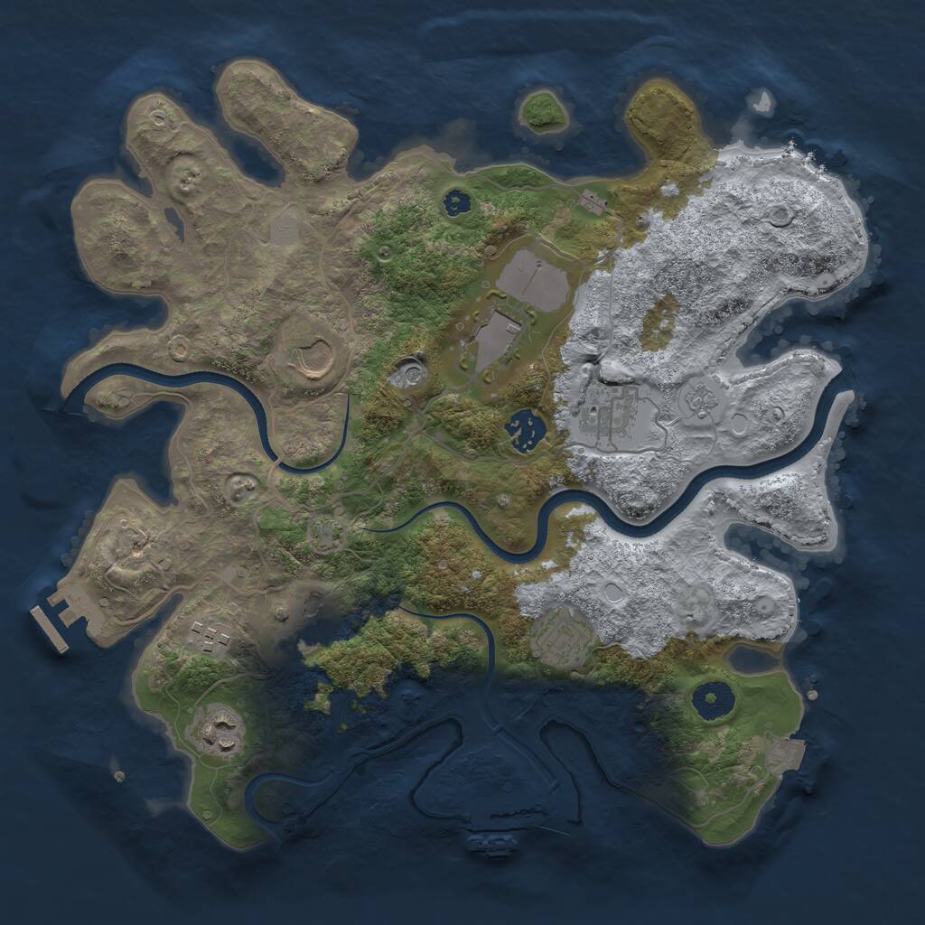 Rust Map: Procedural Map, Size: 3500, Seed: 549376459, 14 Monuments