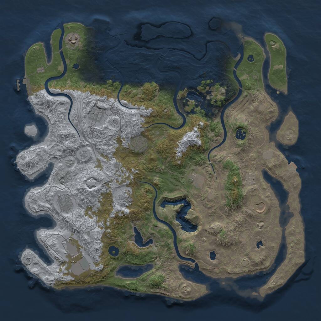 Rust Map: Procedural Map, Size: 4500, Seed: 935702314, 16 Monuments
