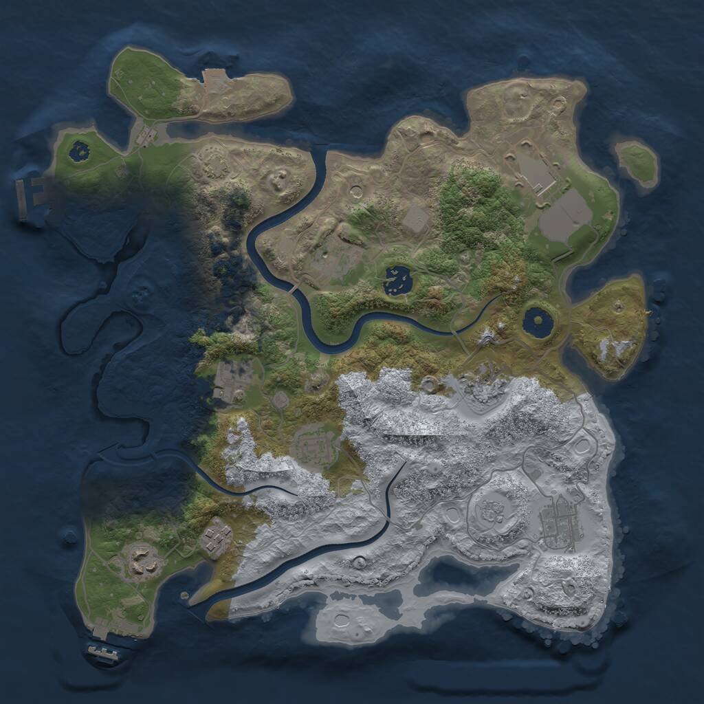 Rust Map: Procedural Map, Size: 3500, Seed: 2038706108, 15 Monuments