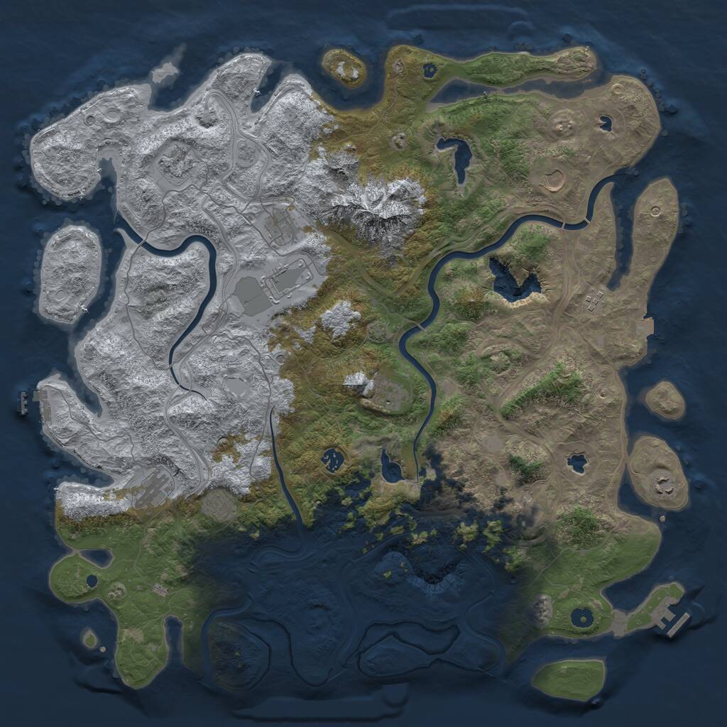 Rust Map: Procedural Map, Size: 5000, Seed: 1299698198, 17 Monuments