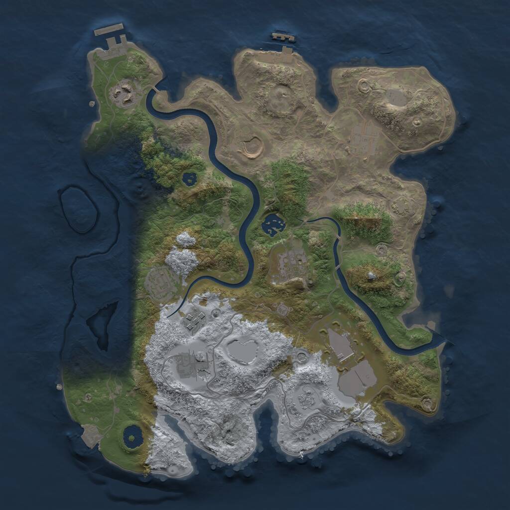 Rust Map: Procedural Map, Size: 3500, Seed: 7393168, 15 Monuments
