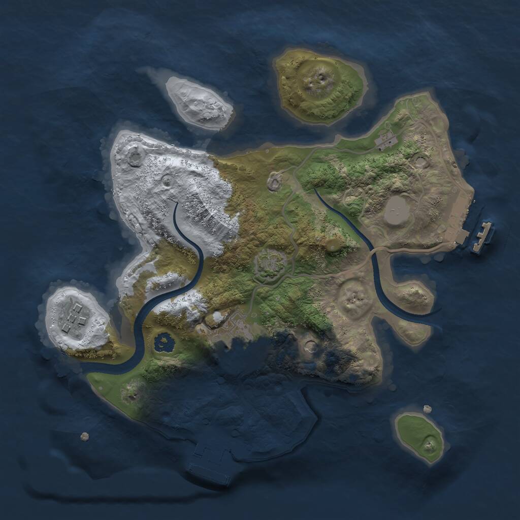 Rust Map: Procedural Map, Size: 2500, Seed: 1036473370, 7 Monuments