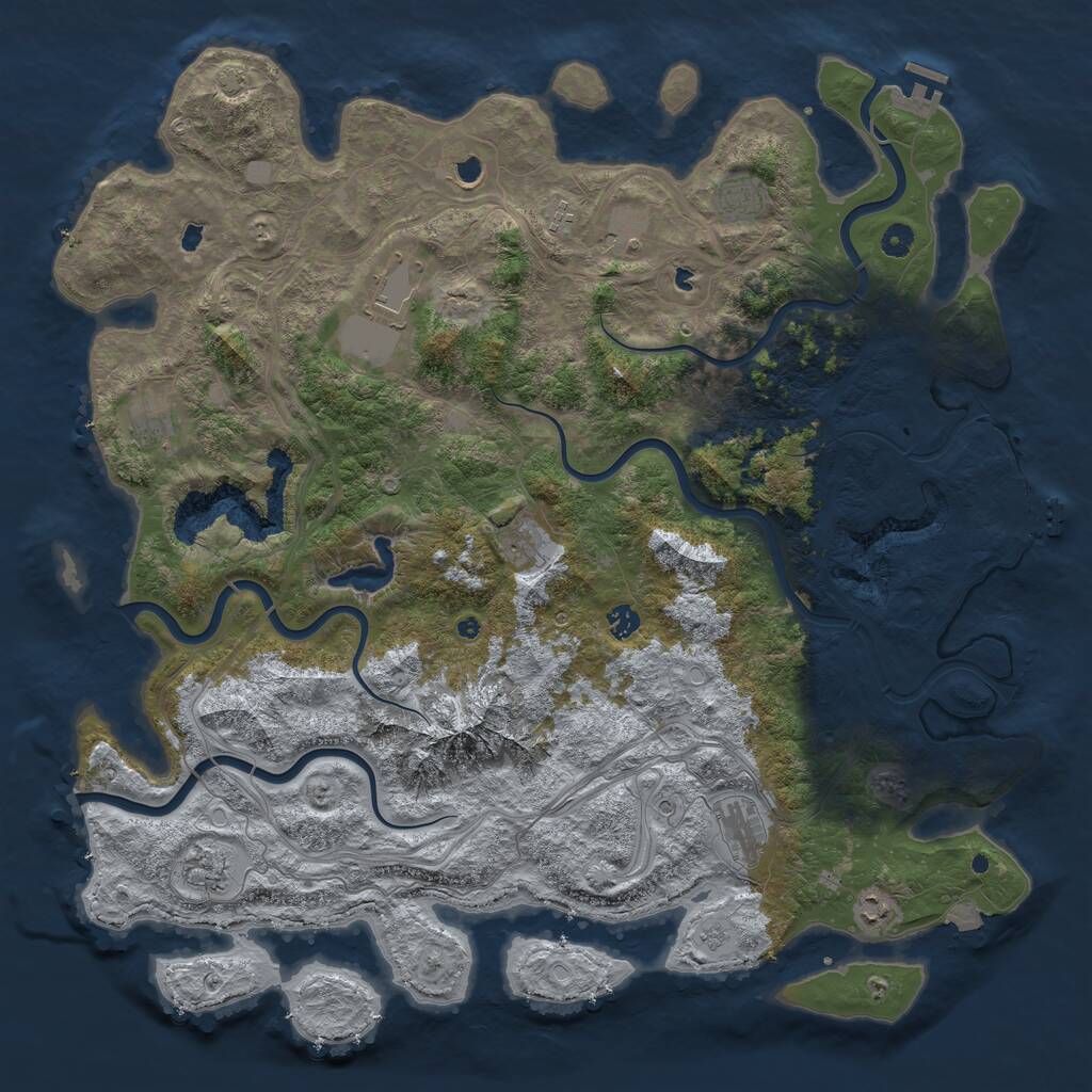 Rust Map: Procedural Map, Size: 5000, Seed: 1043012627, 17 Monuments