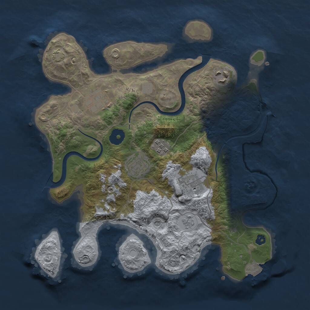 Rust Map: Procedural Map, Size: 3000, Seed: 1009763660, 9 Monuments
