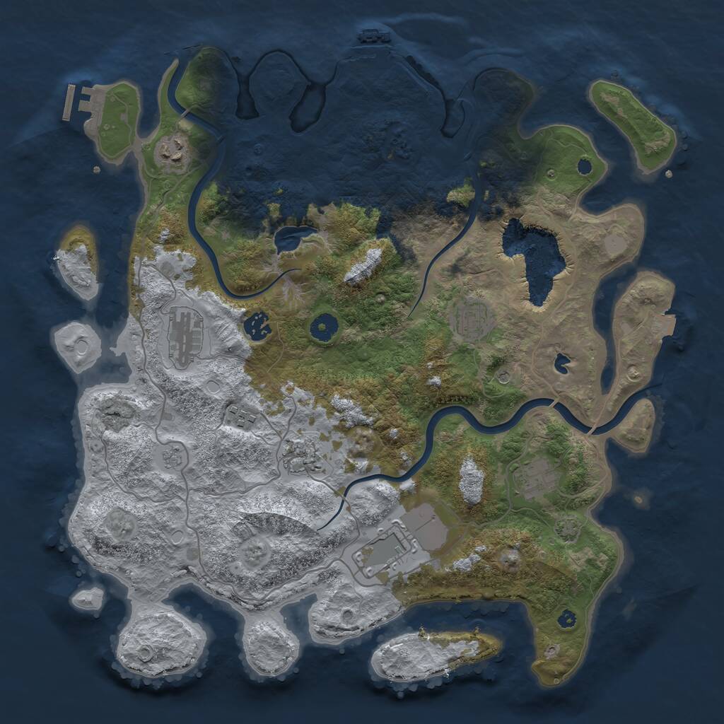 Rust Map: Procedural Map, Size: 4000, Seed: 1658959955, 14 Monuments
