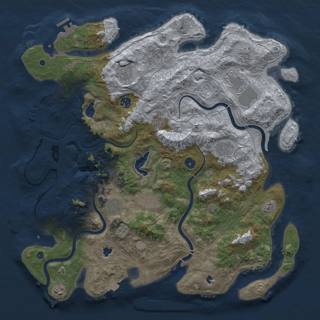 Rust Map: Procedural Map, Size: 4500, Seed: 12052025, 16 Monuments
