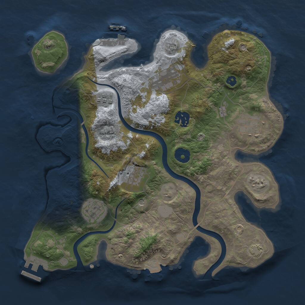 Rust Map: Procedural Map, Size: 3000, Seed: 16419, 11 Monuments