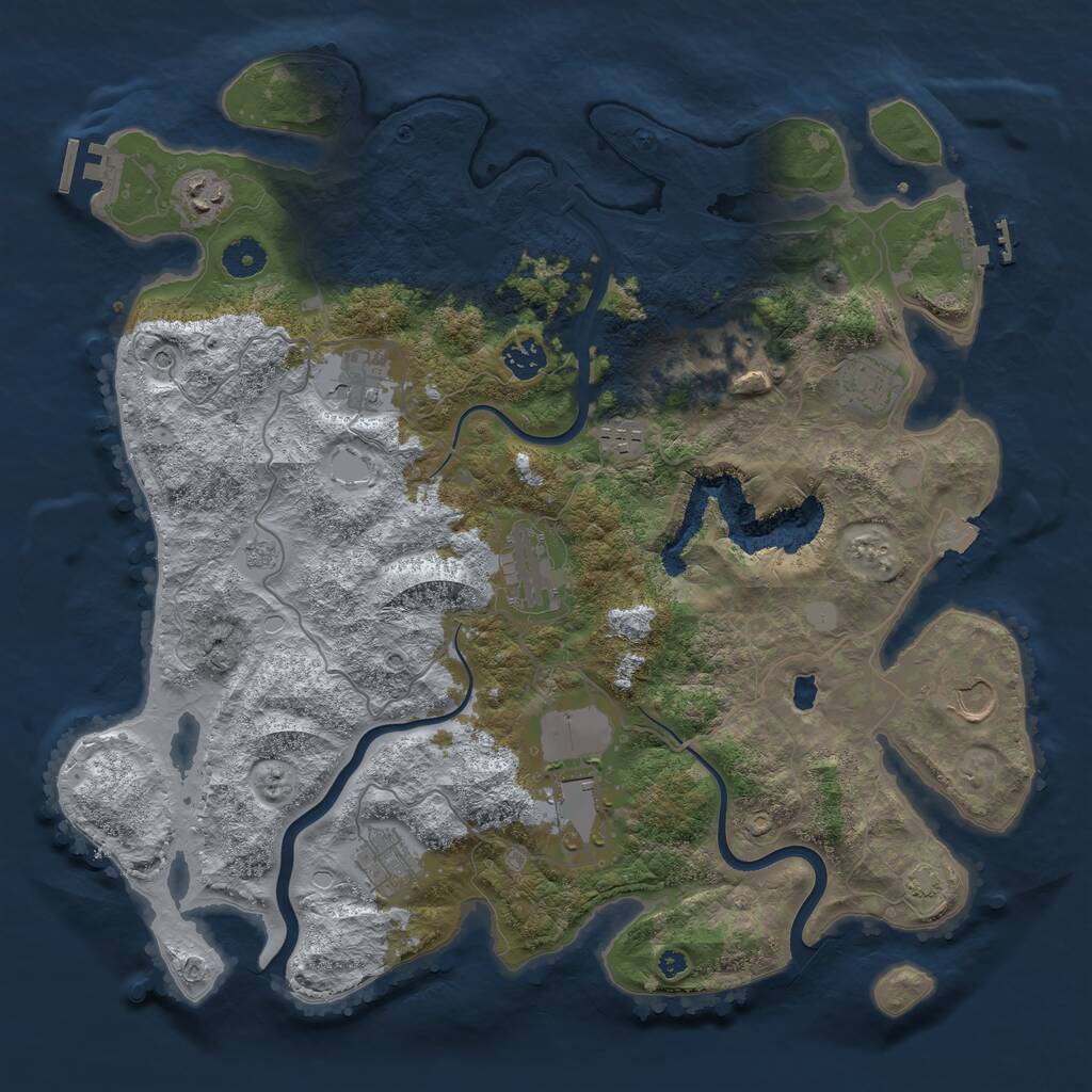 Rust Map: Procedural Map, Size: 4000, Seed: 696197355, 16 Monuments