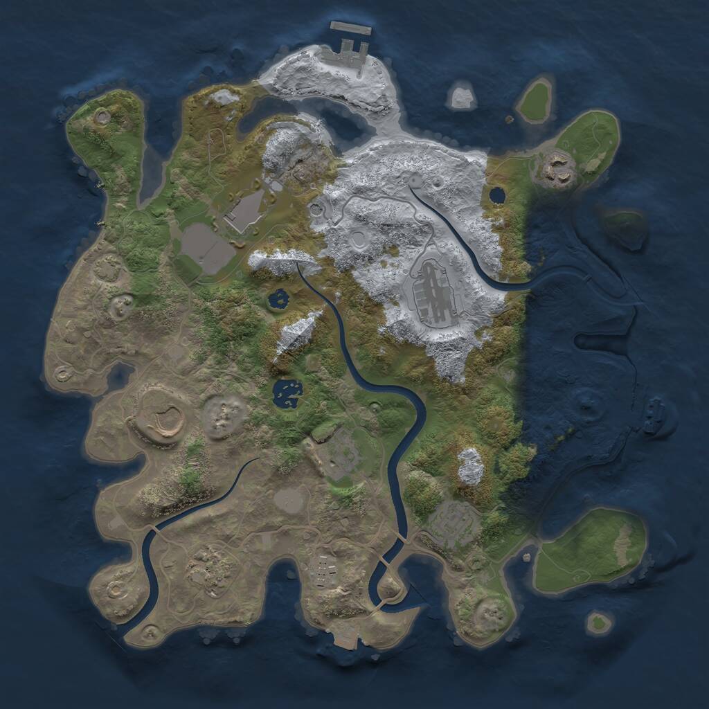 Rust Map: Procedural Map, Size: 3500, Seed: 461619074, 14 Monuments