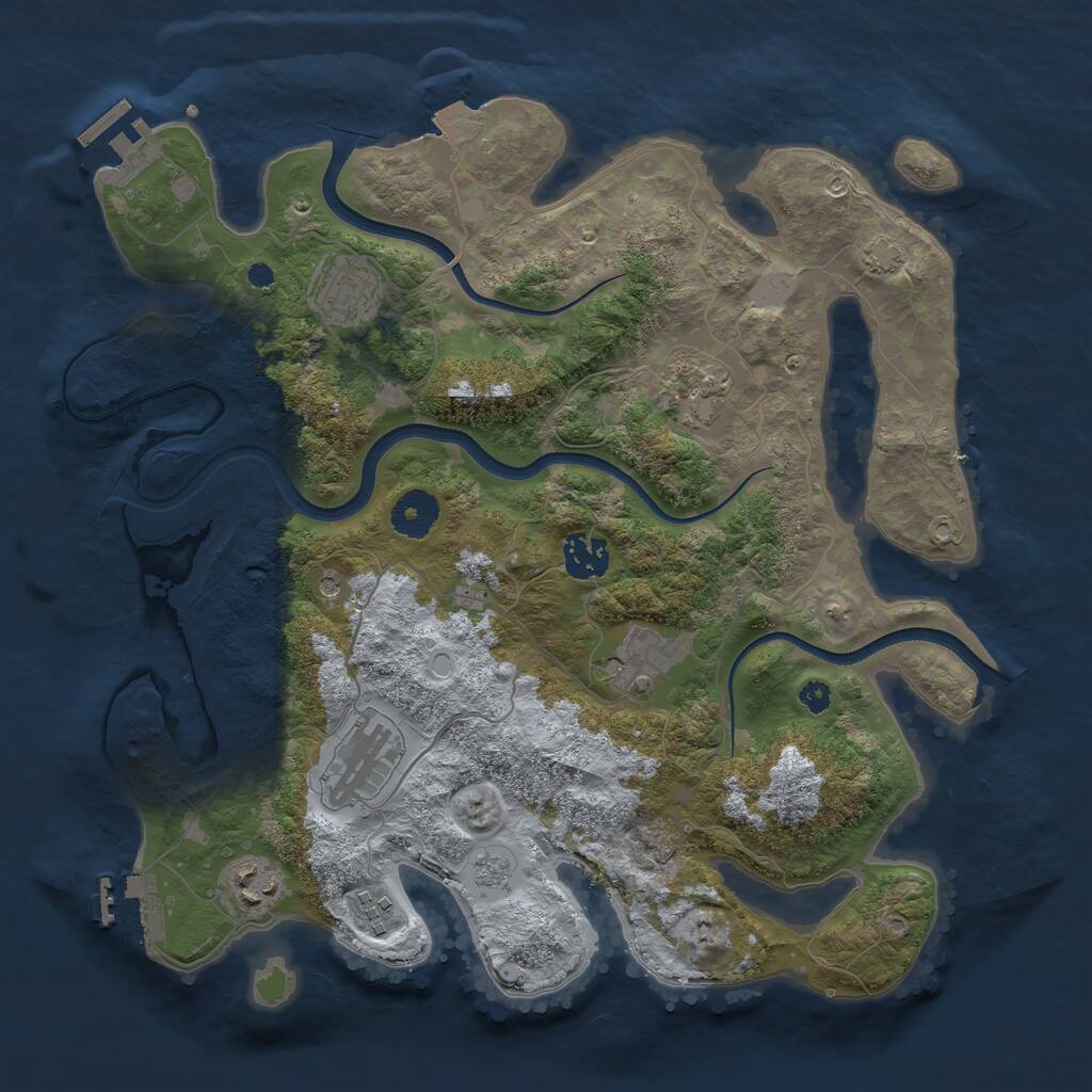 Rust Map: Procedural Map, Size: 3500, Seed: 339684302, 13 Monuments